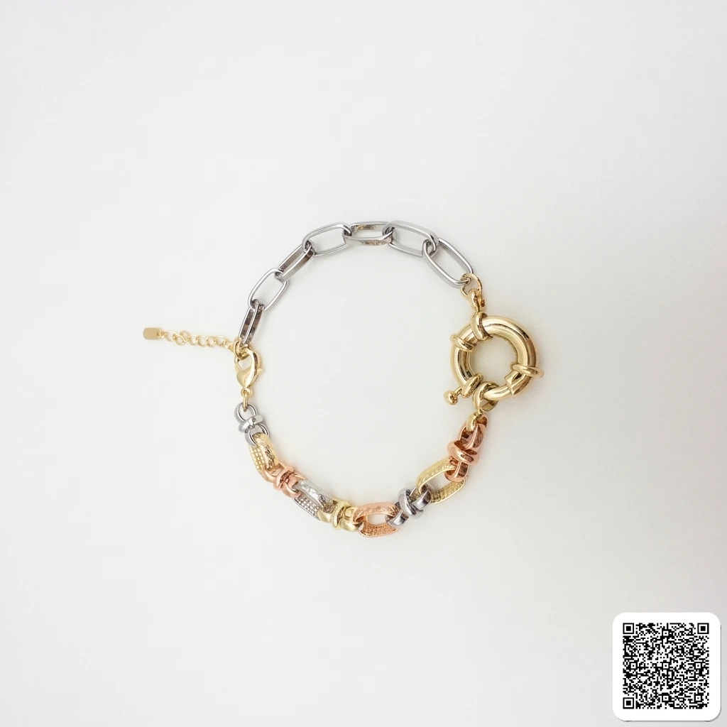 Elegantes Dreifarbiges Gliederarmband Für Damen