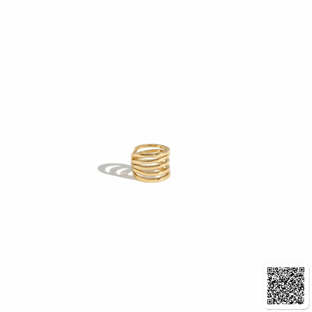 Eleganter Damenring Mit Mehrreihigem Design Goldfarbener
