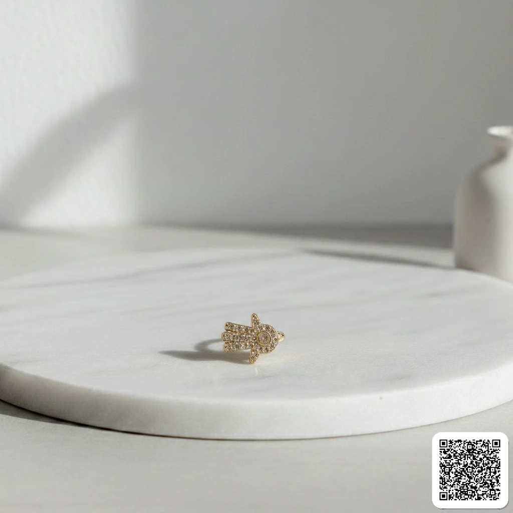 Goldener Hamsa Ear Cuff Mit Zirkonia Eleganter Ohrschmuck