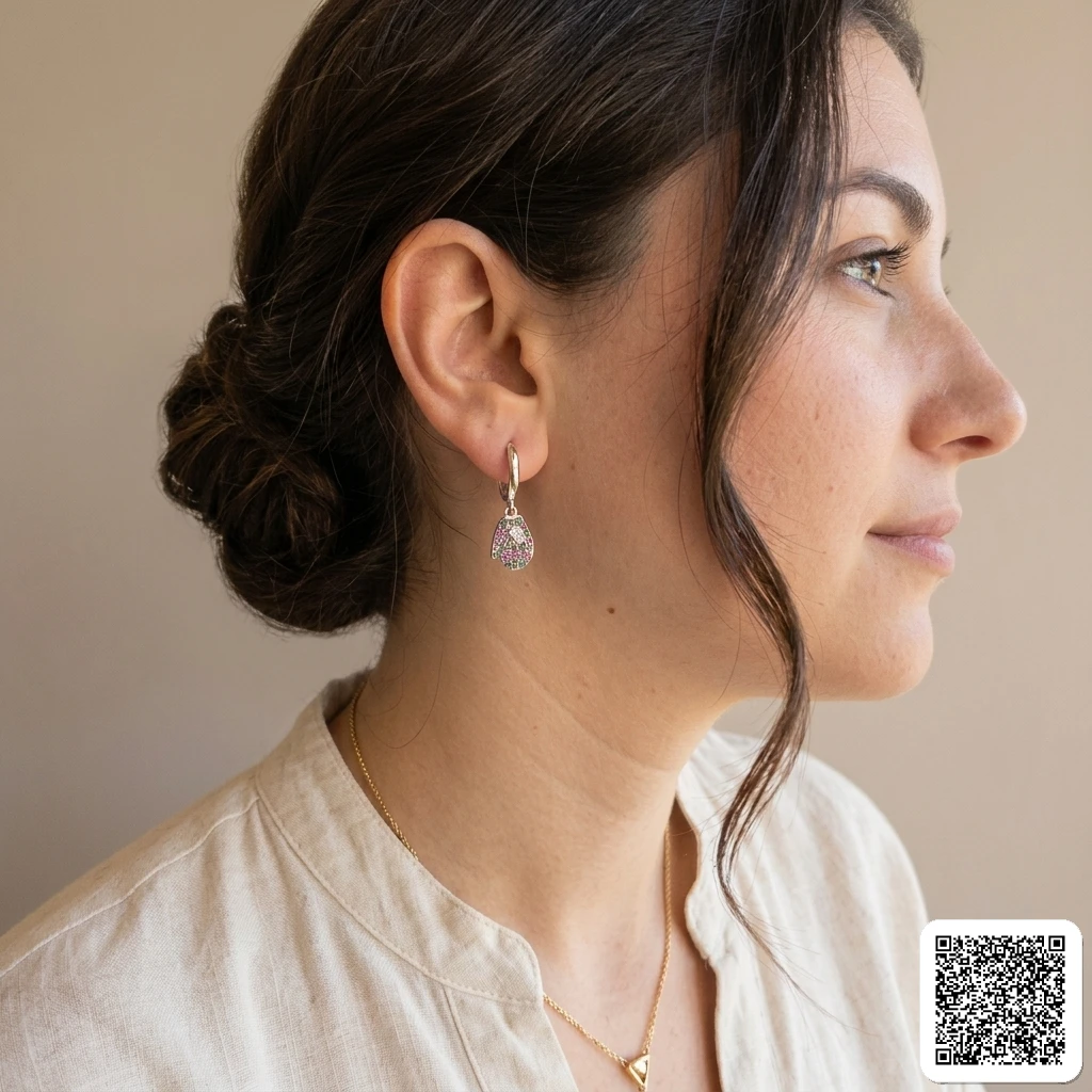 Vergoldetes Schmuckset Mit Hamsa-Hand Anhänger Ring & Creolen