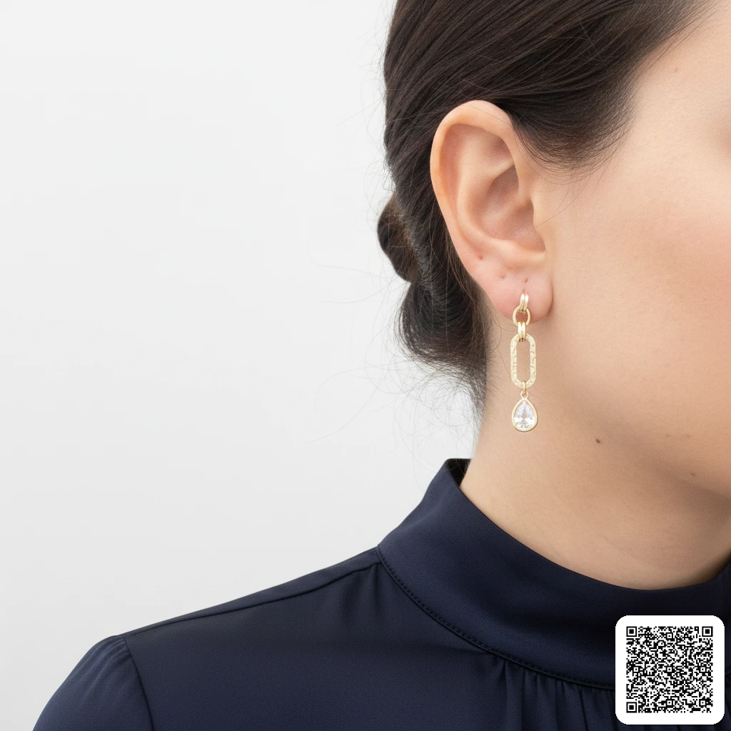 Elegante Damen Hängeohrringe Goldfarben Mit Tropfen-Zirkonia