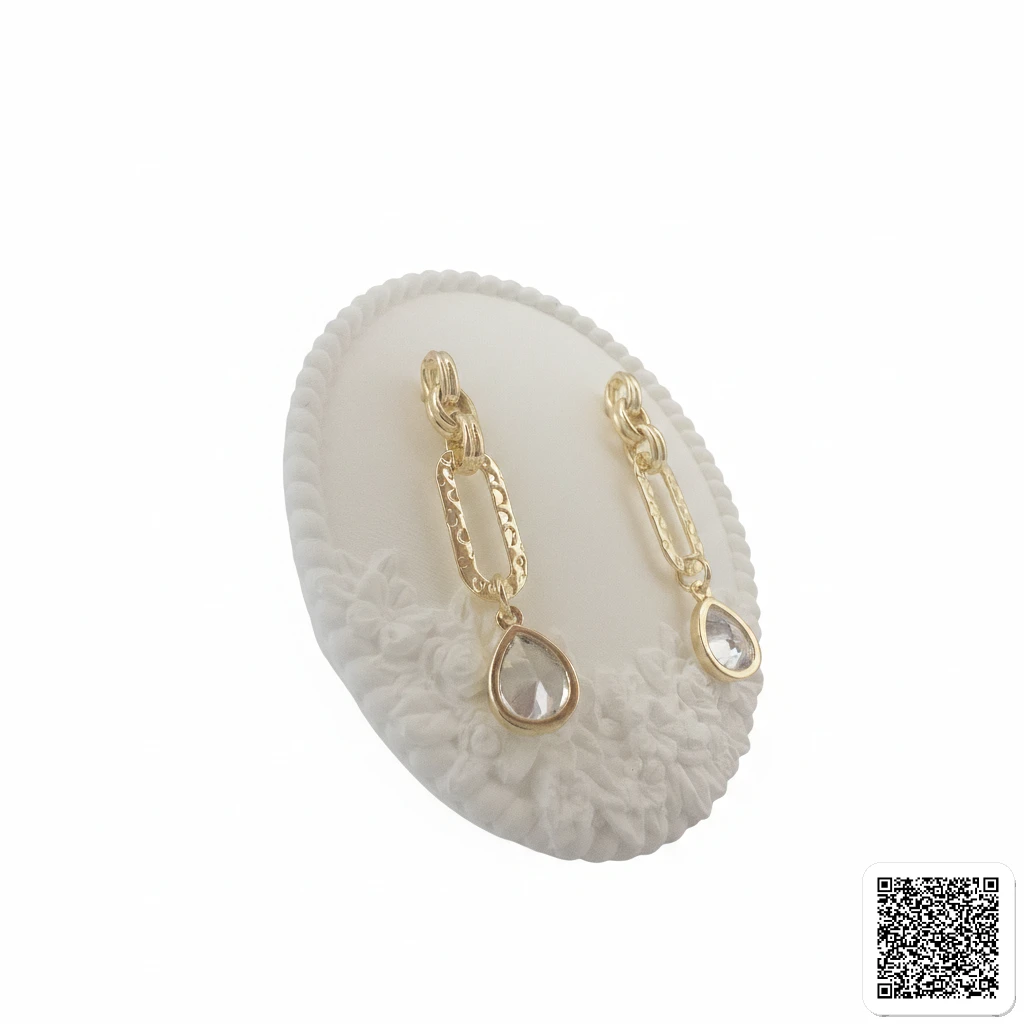 Elegante Damen Hängeohrringe Goldfarben Mit Tropfen-Zirkonia