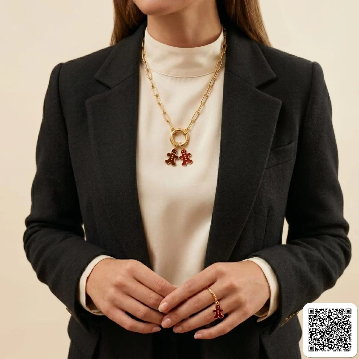 Goldenes Lebkuchenmännchen Schmuckset Mit Kette Und Ring