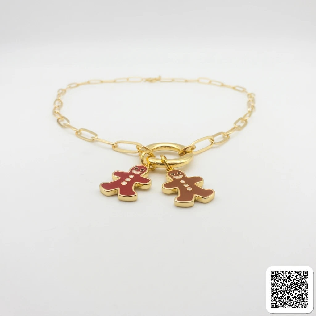 Goldenes Lebkuchenmännchen Schmuckset Mit Kette Und Ring