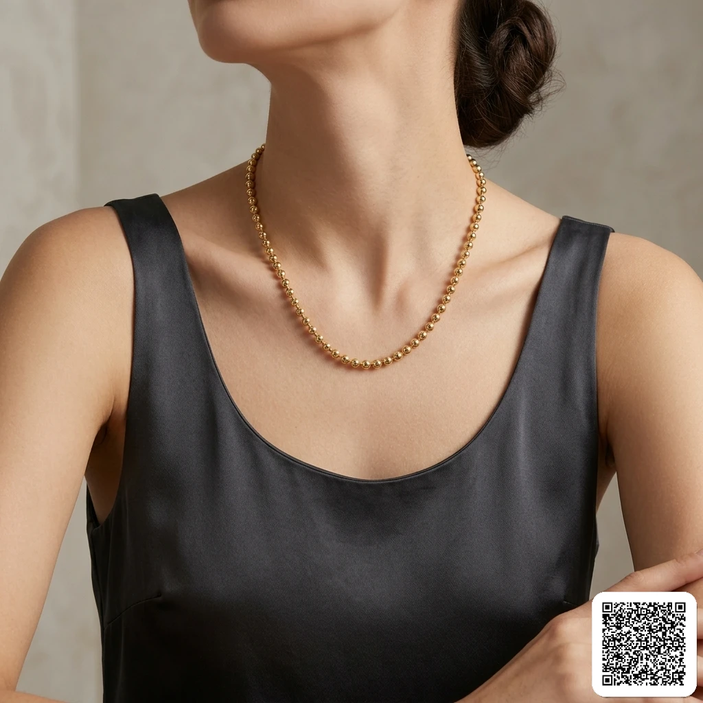 Vergoldete Kugel-Halskette Für Damen Elegante Perlenkette Im
