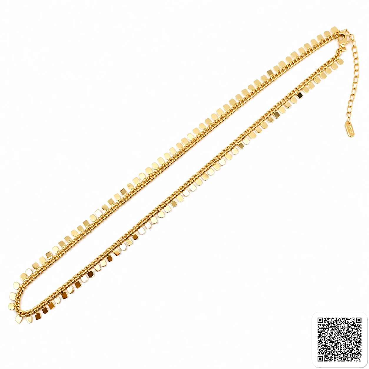 Elegante Goldfarbene Halskette Mit Feinen Plättchen-Details Und