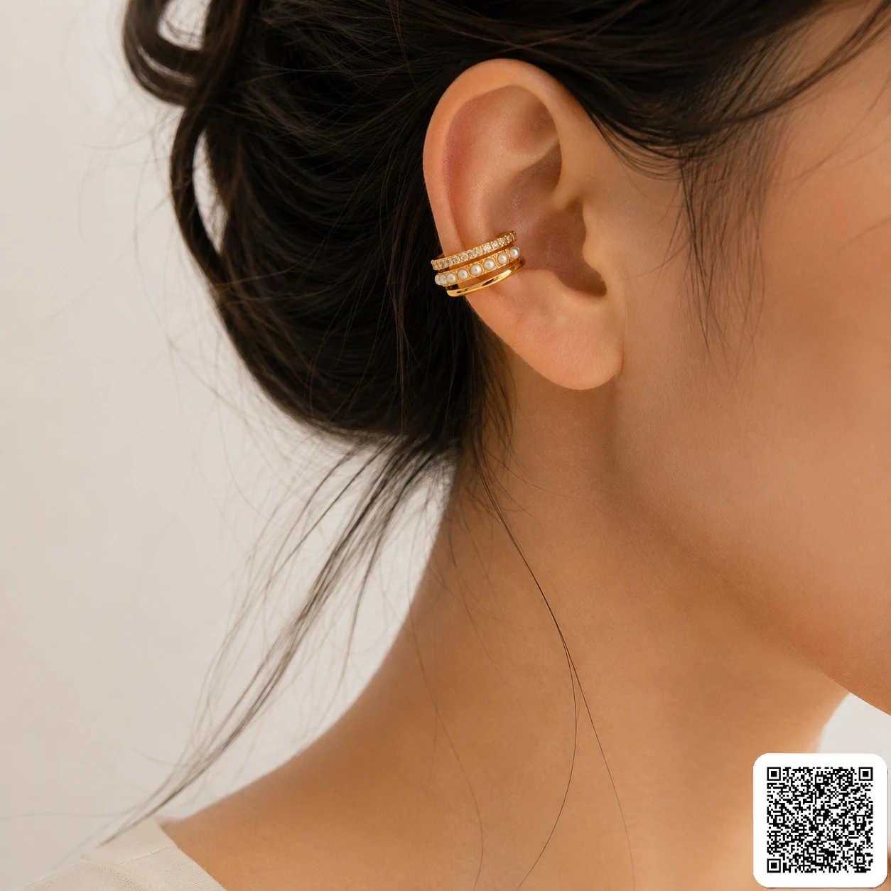 Eleganter Perlenring Mit Zirkonia Für Damen Goldfarbener