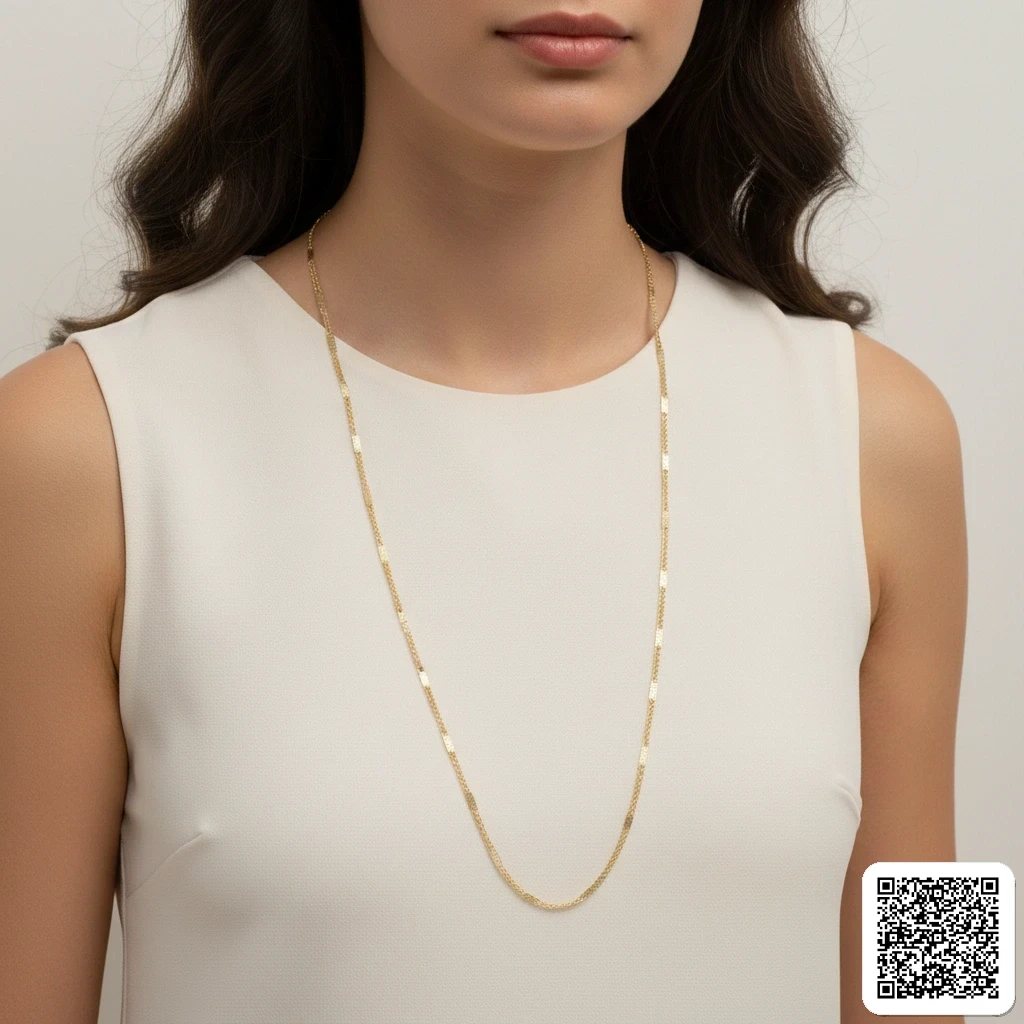 Elegante Lange Damen-Halskette In Goldoptik