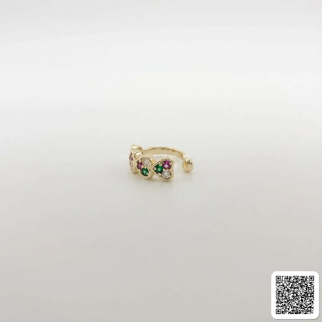 Bunter Ear Cuff Goldfarben mit Schmucksteinen – Elegante Ohrklemme