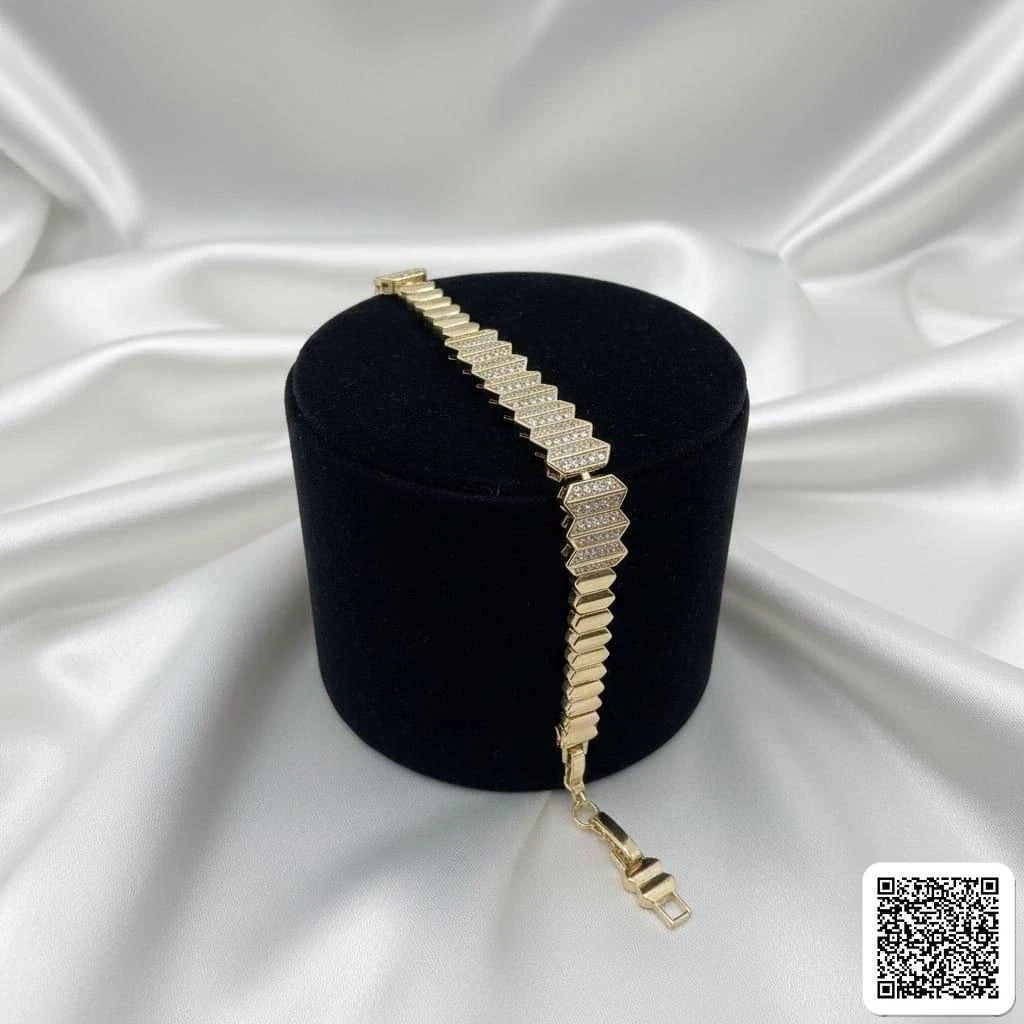 Goldener Geometrischer Armband Mit Zirkonia