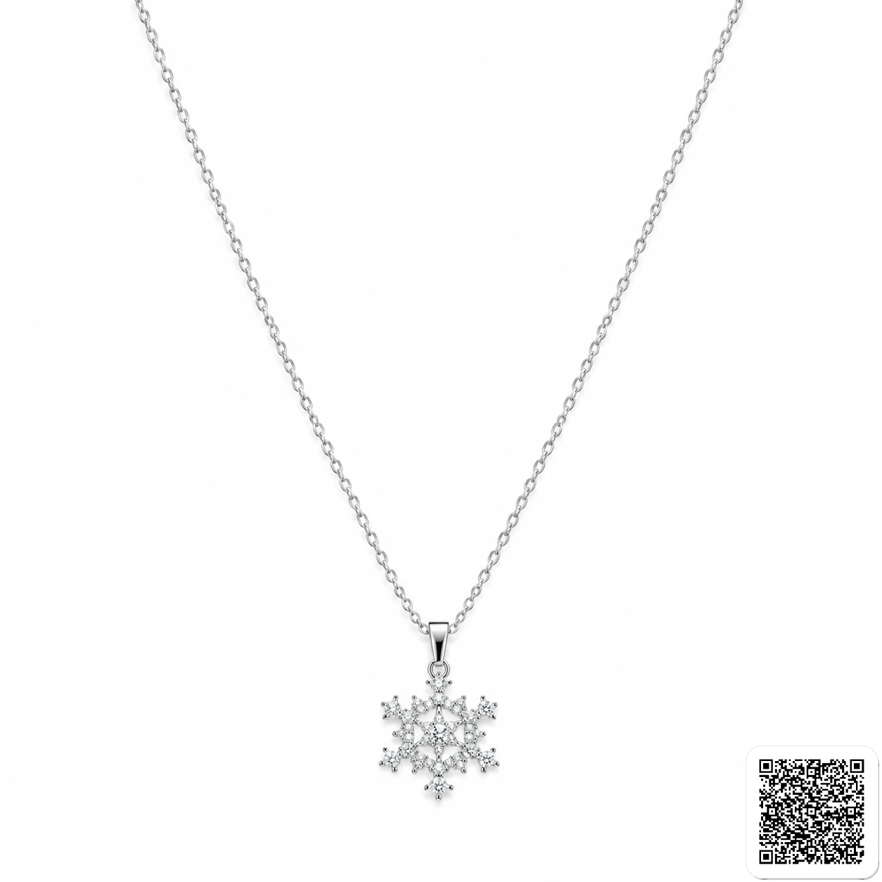 Schneeflocken Halskette Silber Zirkonia Winter Kette Damen