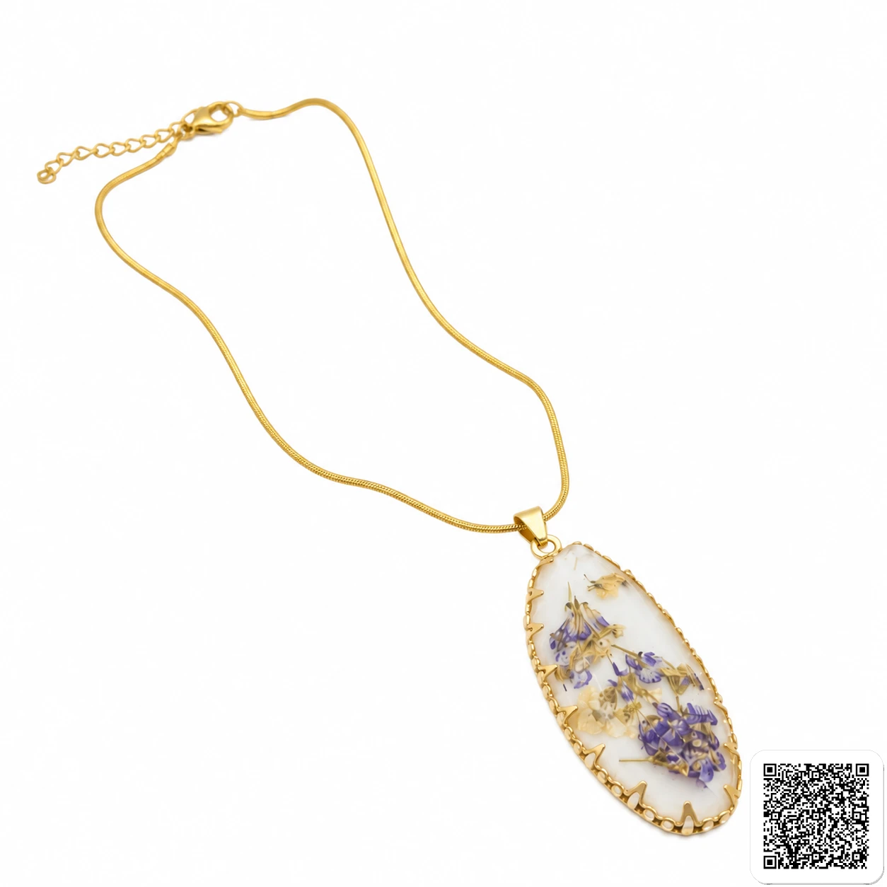 Vergoldete Halskette Mit Lavendel Anhänger Eleganter Blumen