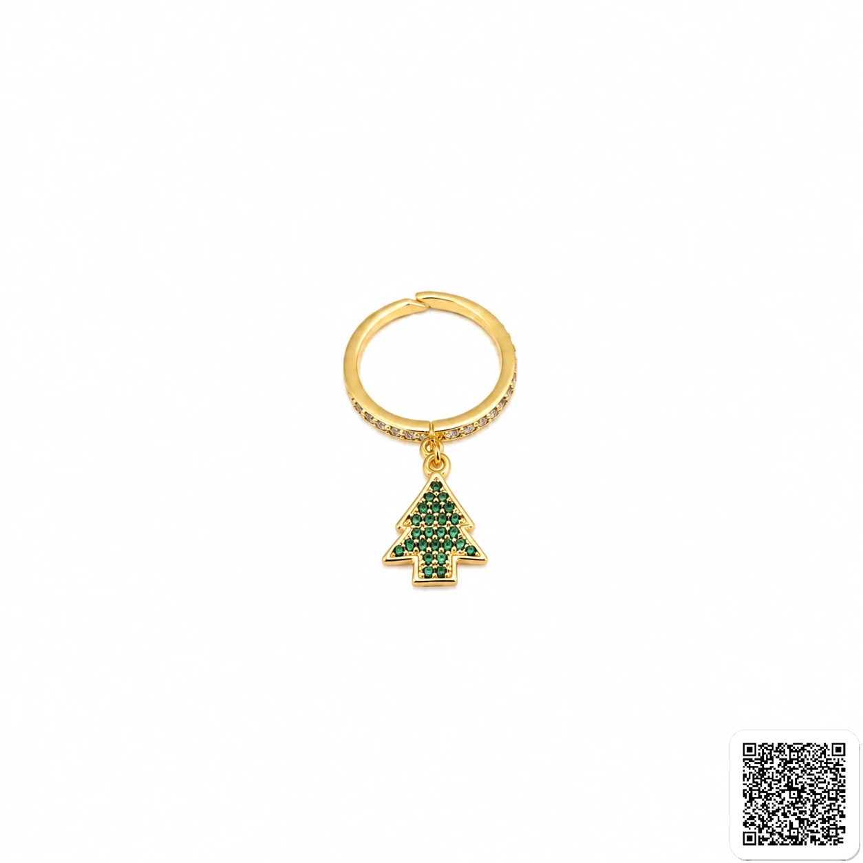 Goldring Mit Grünem Weihnachtsbaum Anhänger Verstellbarer