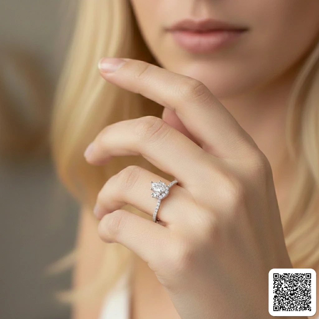 Eleganter Lotus-Zirkonia-Ring In Silberoptik