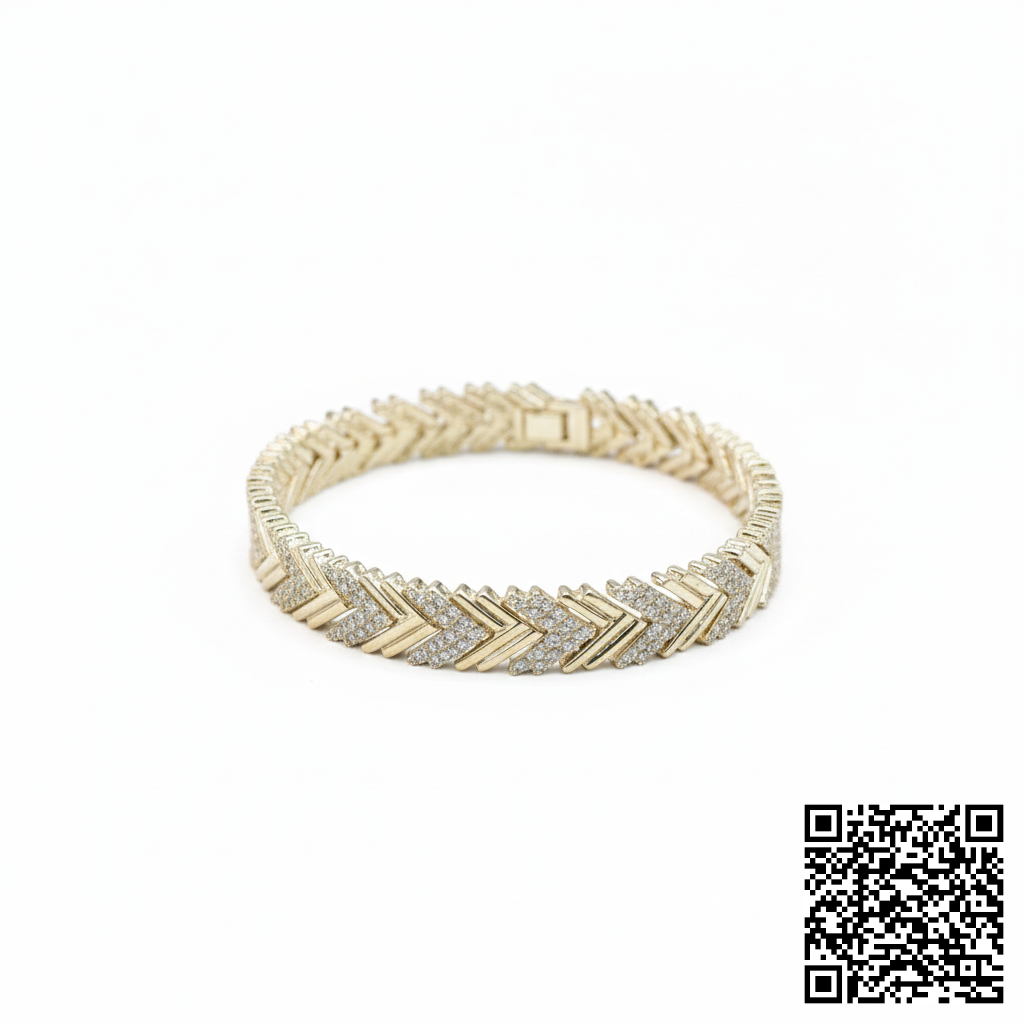 14K Vergoldetes Armband Mit Zirkonia Elegantes Pfeildesign