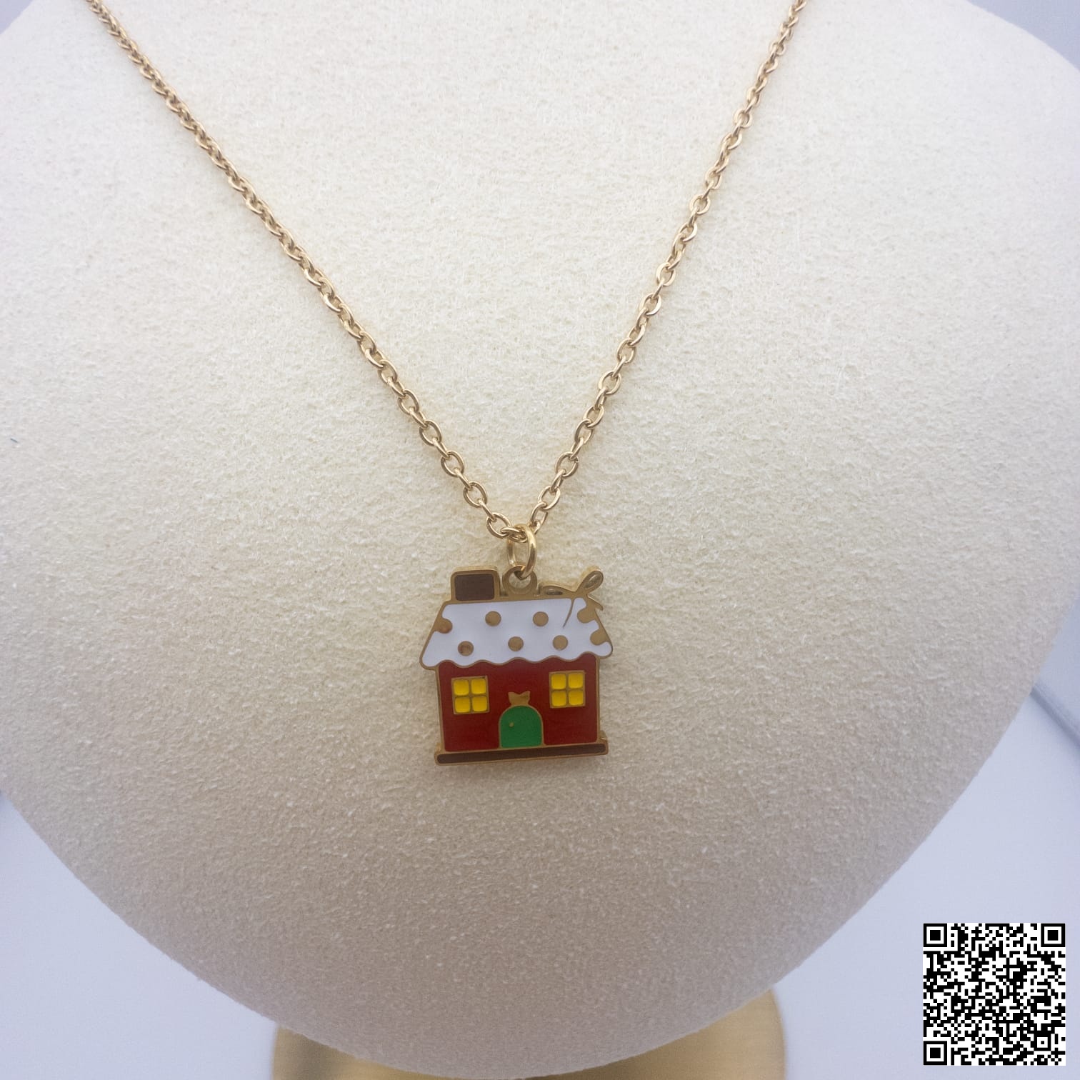 Charm-Halskette Mit Haus-Anhänger Vergoldeter Modeschmuck