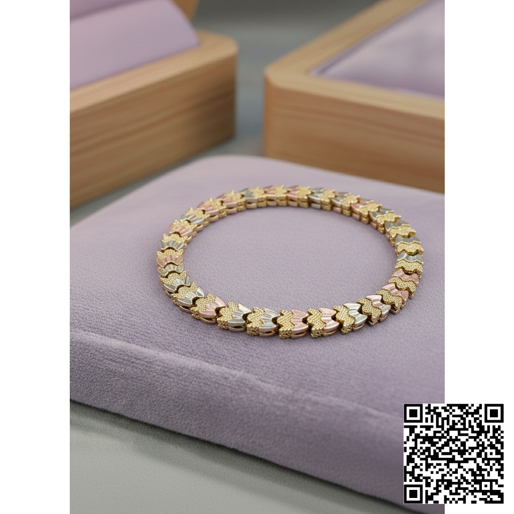 Elegantes Tricolor-Armband In Gold Roségold & Silber