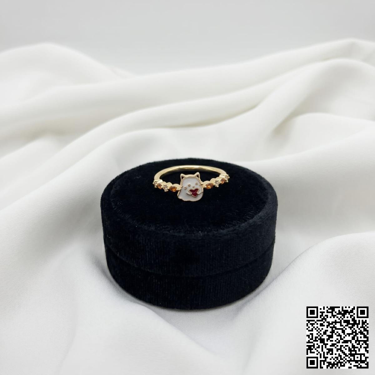 Süßer Katzenring Mit Herz Goldfarben