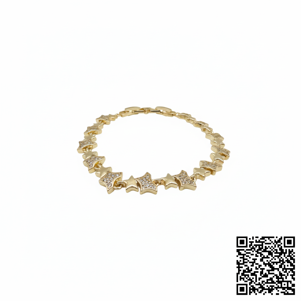 Goldfarbenes Stern-Armband Mit Glitzer-Design