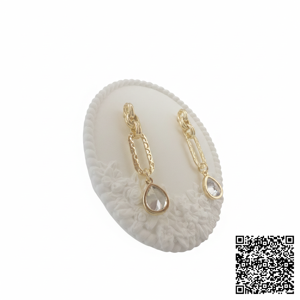Elegante Damen Hängeohrringe Goldfarben Mit Tropfen-Zirkonia