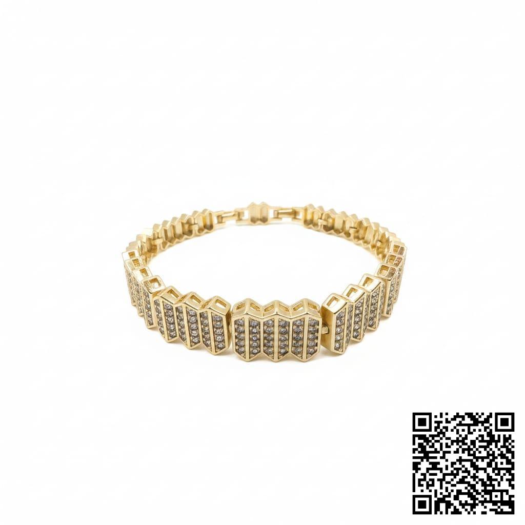 Goldener Geometrischer Armband Mit Zirkonia