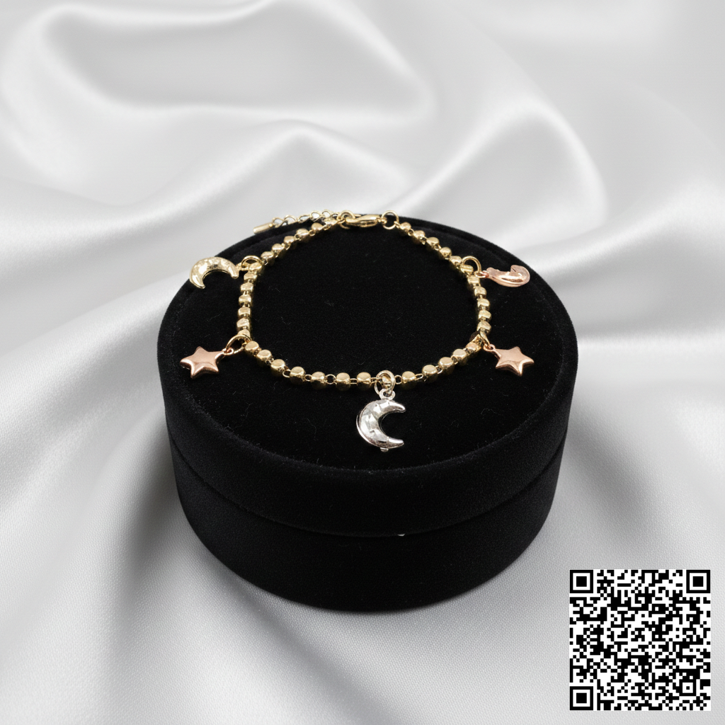 Mond & Sterne Charm-Armband Elegantes Damenarmband In Goldoptik