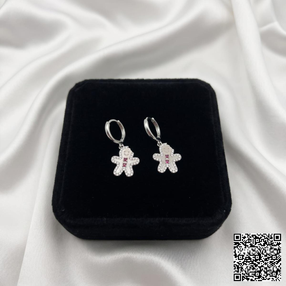 Weihnachtliche Lebkuchenmann-Ohrringe Aus Silber Mit Rosa