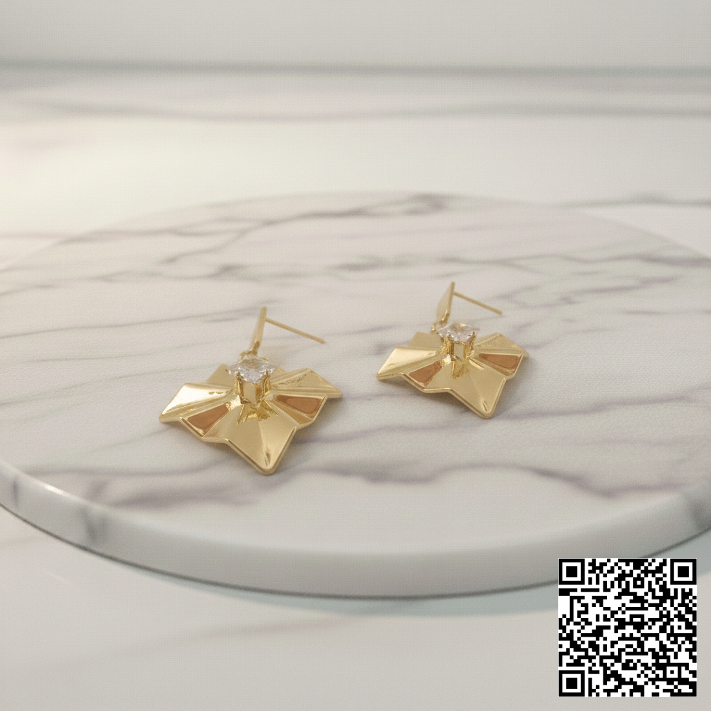 Elegante Stern-Ohrringe In Gold Mit Zirkonia