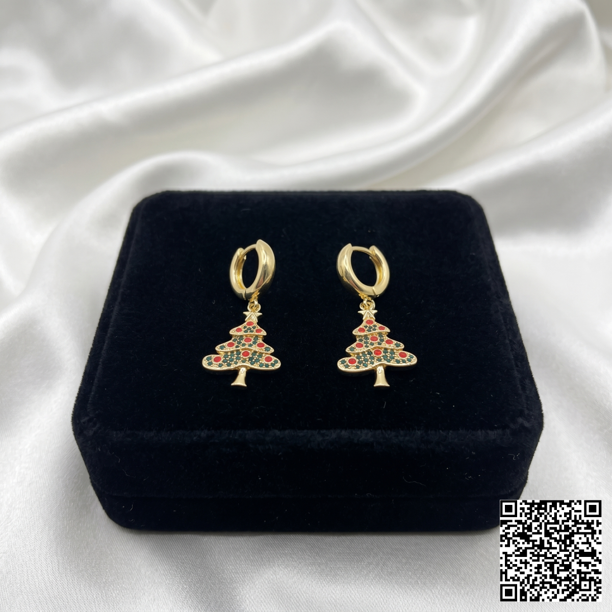 Goldfarbene Weihnachtsbaum Ohrringe Festlicher Damen Modeschmuck