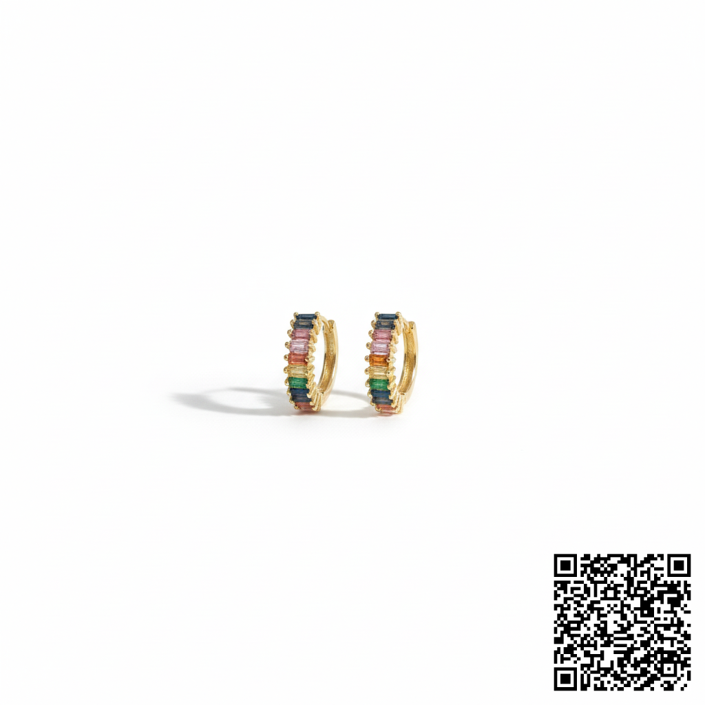 Vergoldete Rainbow Creolen Mit Bunten Zirkonia Elegante Damen