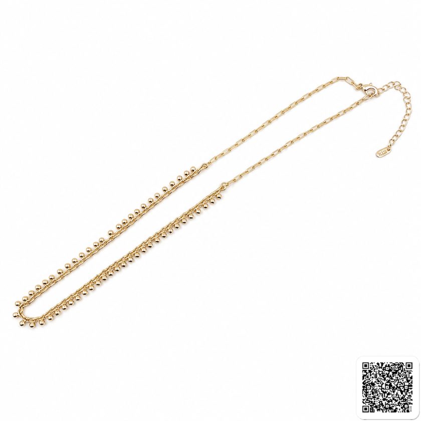 Elegante Goldfarbene Perlenkette Mit Feinem Kugel-Gliederdesign