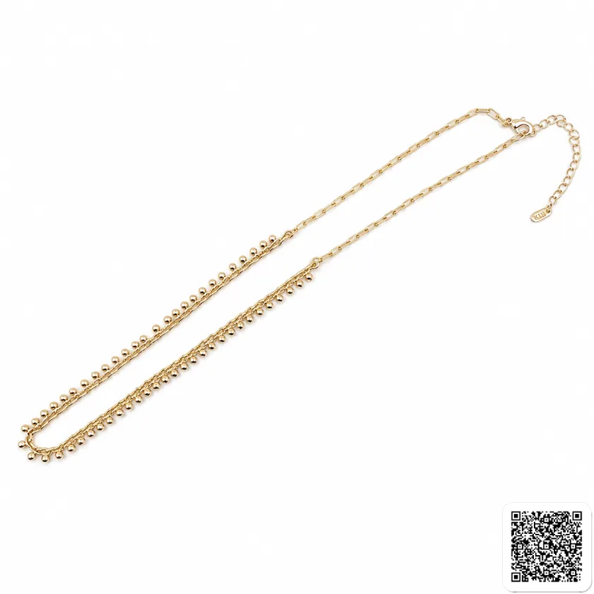 Elegante Goldfarbene Perlenkette Mit Feinem Kugel-Gliederdesign