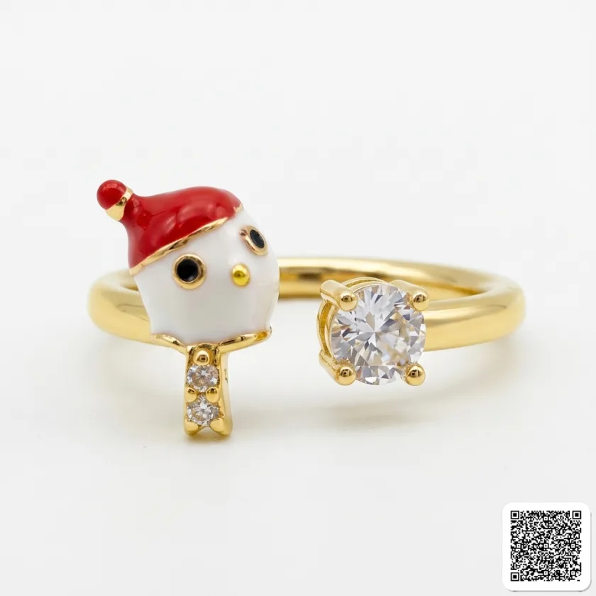 Verstellbarer Goldfarbener Weihnachtsring Mit Santa-Motiv Und