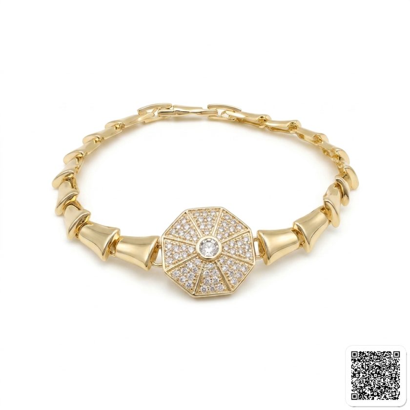 Elegantes Goldfarbenes Armband Mit Funkelndem Zirkonia-Element