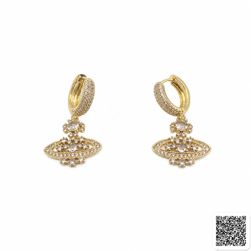 Goldfarbene Saturn Herz Creolen Mit Zirkonia Auch In Silber
