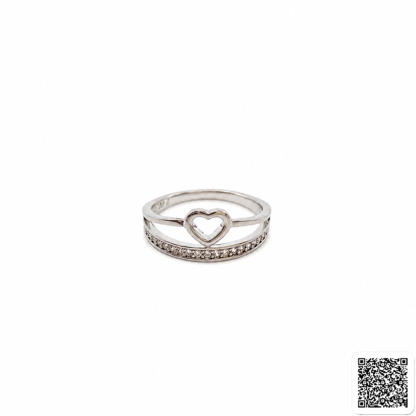 Eleganter Herz Ring Silber Mit Funkelndem Steinband