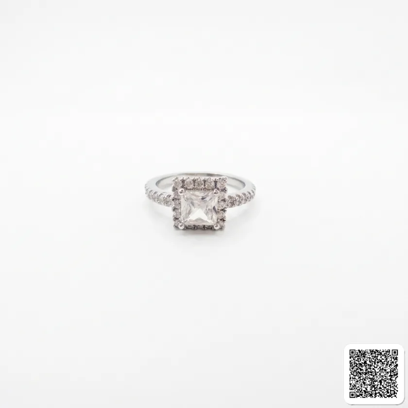 925 Silberring Mit Quadratischem Zirkonia Eleganter