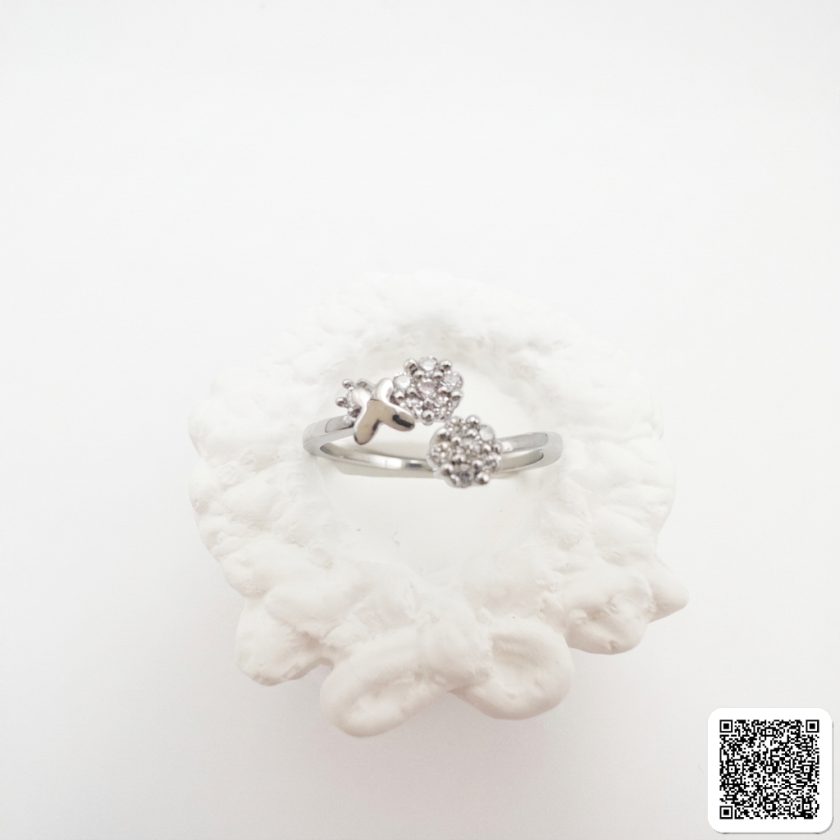 Eleganter Silberring Mit Schmetterling & Zirkonia
