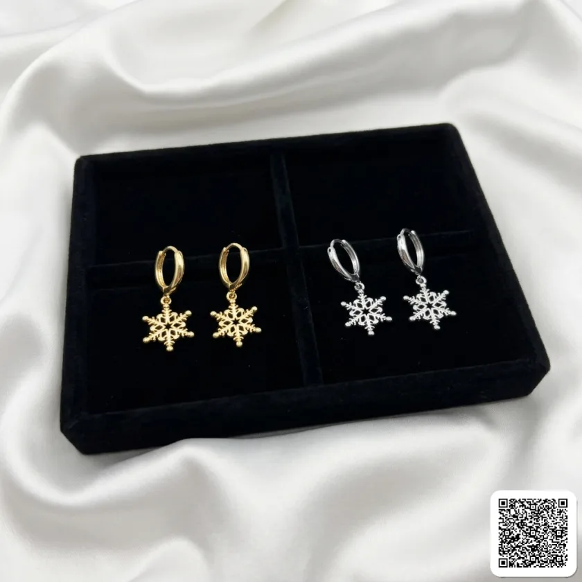 Schneeflocken Creolen Elegante Weihnachts Ohrringe In Gold &