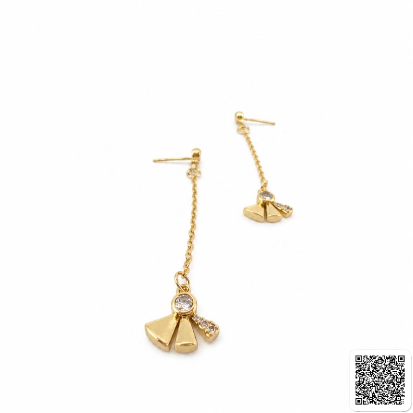 Goldfarbene Hängeohrringe Mit Zirkonia Elegante Damen Ohrringe