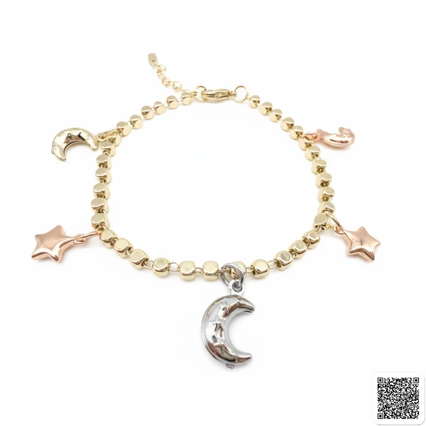 Mond & Sterne Charm-Armband Elegantes Damenarmband In Goldoptik