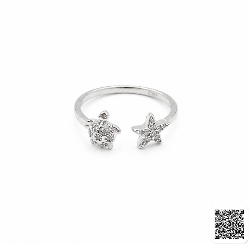 Eleganter Seestern & Schildkröte Zirkonia Ring