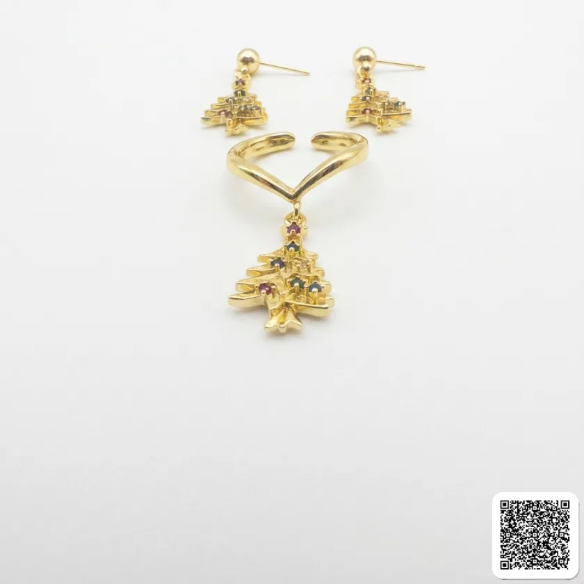 Elegantes Weihnachts-Schmuckset Mit Weihnachtsbaum-Halskette