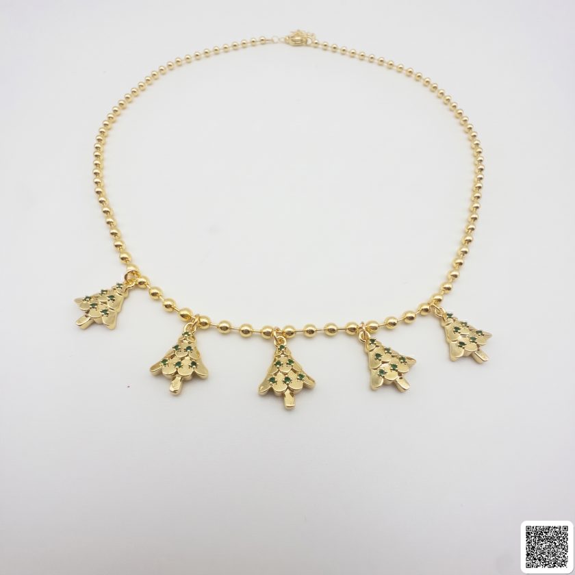 Elegante Weihnachtsbaum Halskette In Gold Damenkette Mit Fünf