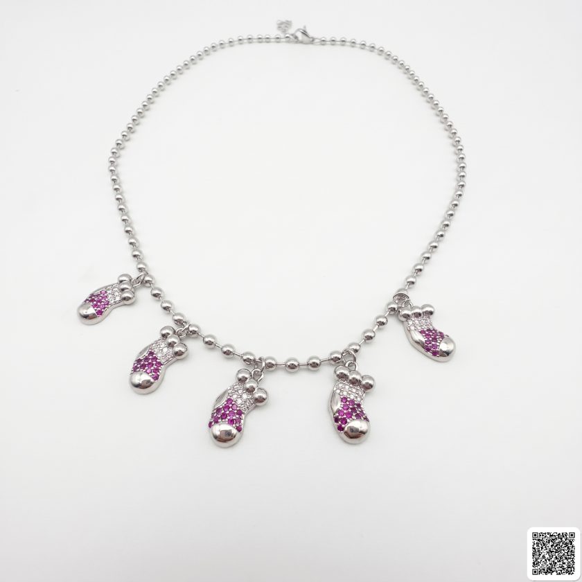 Süße Bärentatzen Halskette Mit Rosa Zirkonia Für Damen Elegante