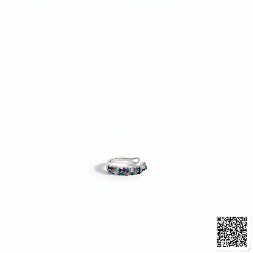 Ear Cuff Damen Silber Bunter Zirkonia Ohrschmuck