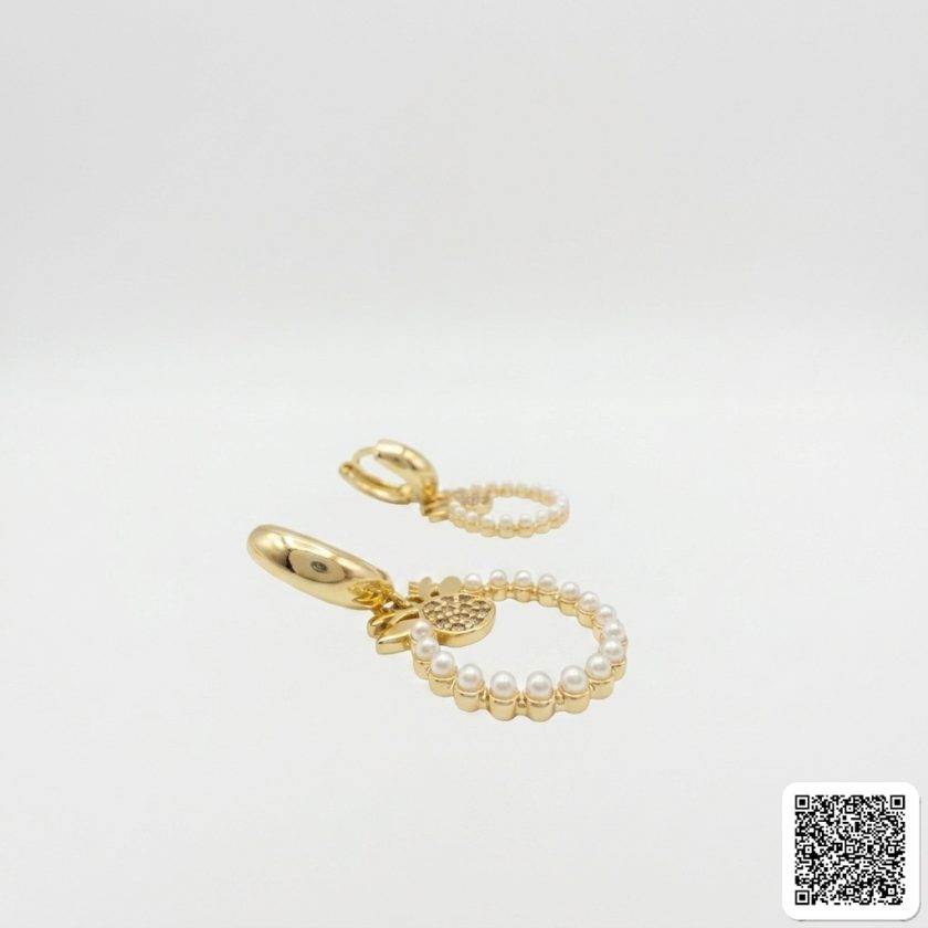 Goldfarbene Ananas-Perlenohrringe Elegante Damen Creolen