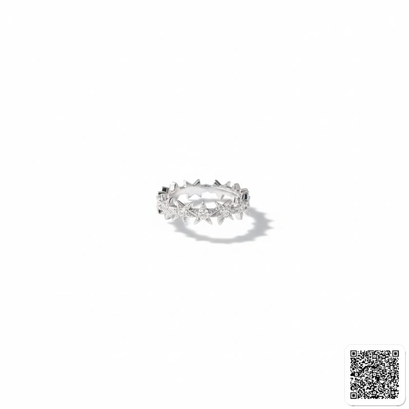 Eleganter Sternring Mit Funkelnden Zirkonia Silberfarbener