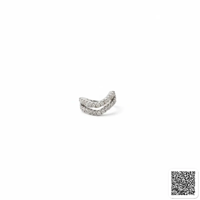 Eleganter Doppel-Ear Cuff Mit Zirkonia Silberfarbener Ohrclip