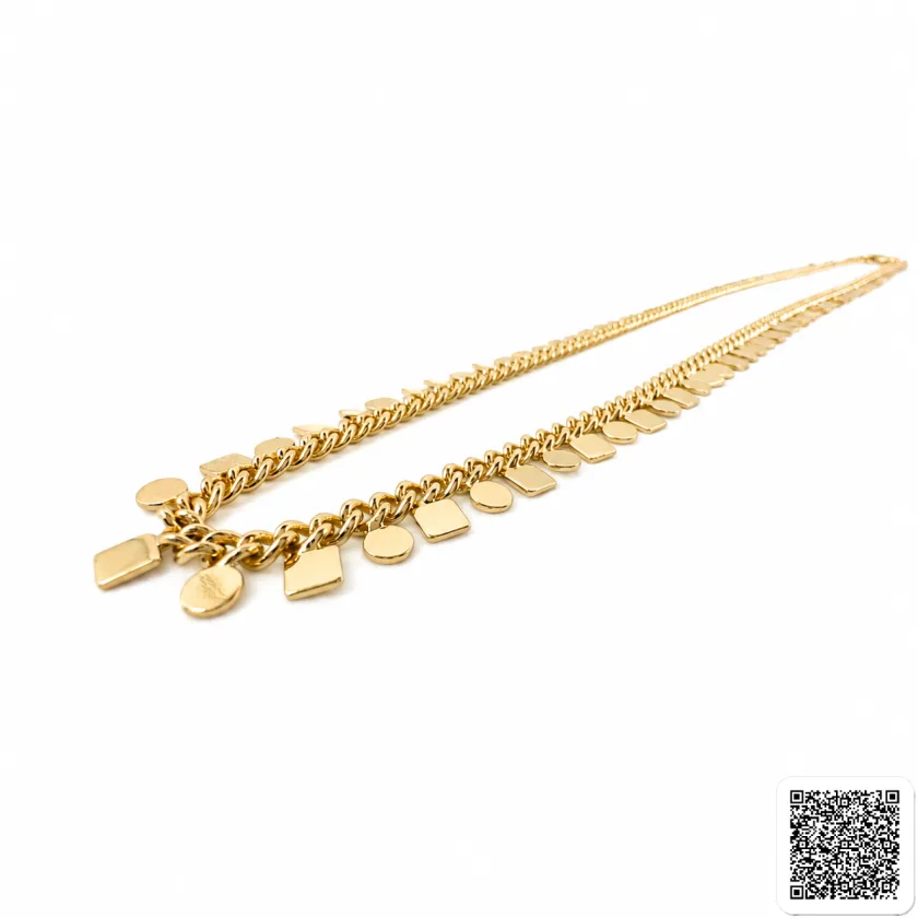 Elegante Goldfarbene Halskette Mit Feinen Plättchen-Details Und